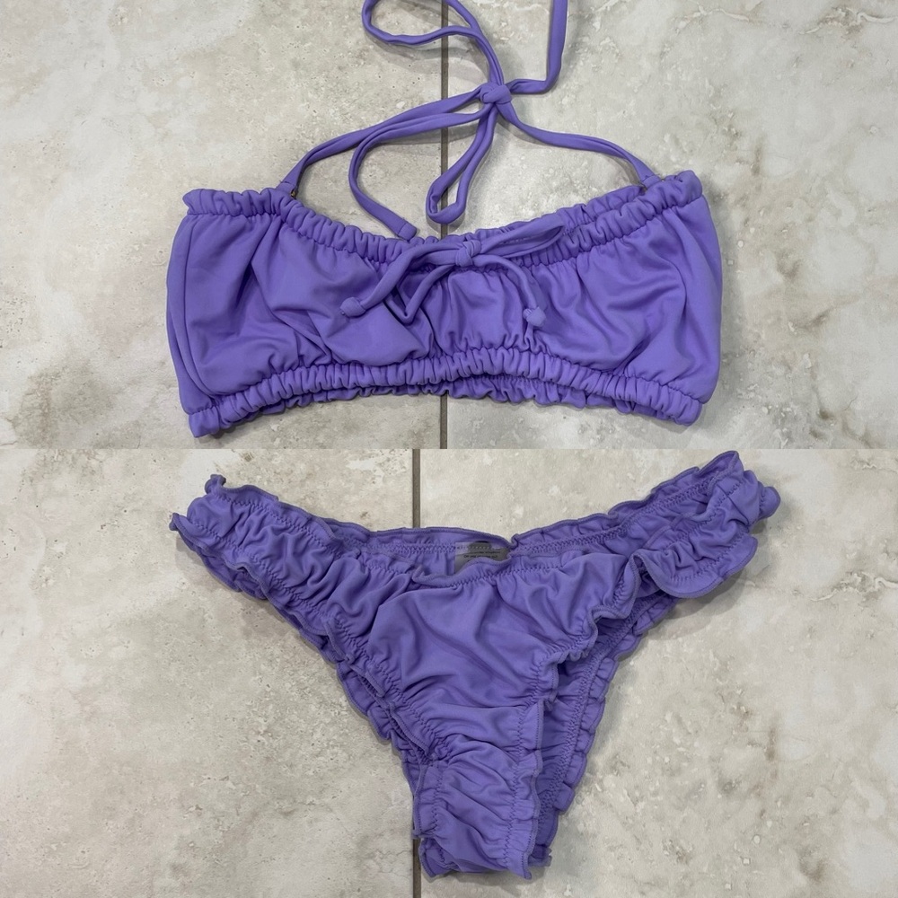 Blackbough Lavender Ruched Bikini Set